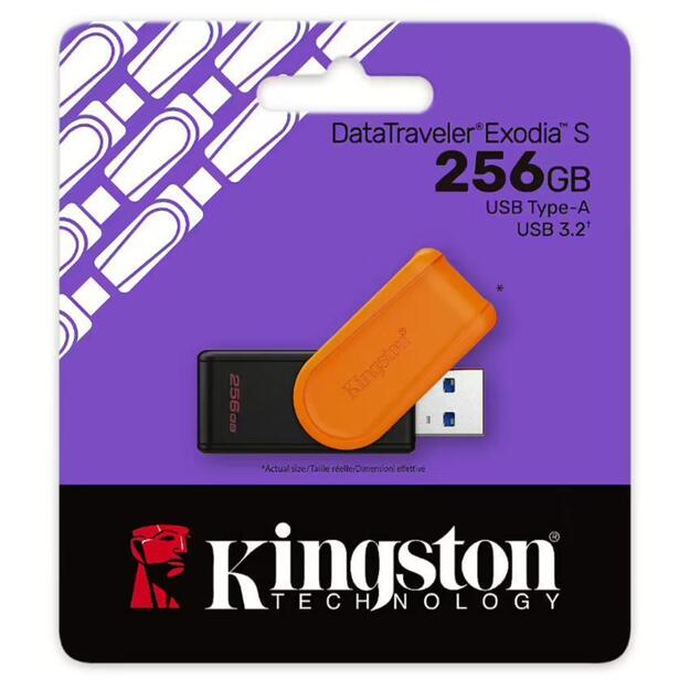 KINGSTON 256GB Portable USB 3.2 Gen 1 DataTraveler Exodia S Black/Orange 1