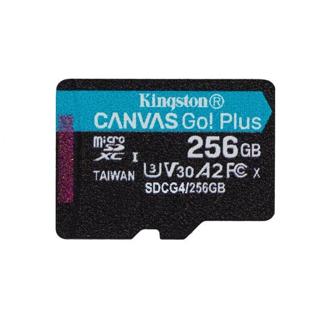 KINGSTON 256GB microSDXC Canvas Go Plus Gen4 200R A2 U3 Single Pack w/o ADP