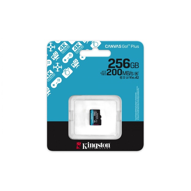 KINGSTON 256GB microSDXC Canvas Go Plus Gen4 200R A2 U3 Single Pack w/o ADP