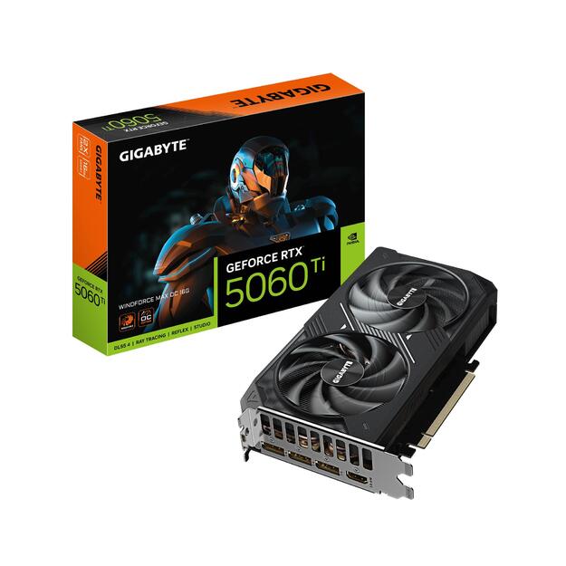 Graphics Card|GIGABYTE|NVIDIA GeForce RTX 5060 Ti|16 GB|GDDR7|PCIE 5.0 16x|GPU 2587 MHz|Dual Slot Fansink|N506TWF2MAXOC-16GD