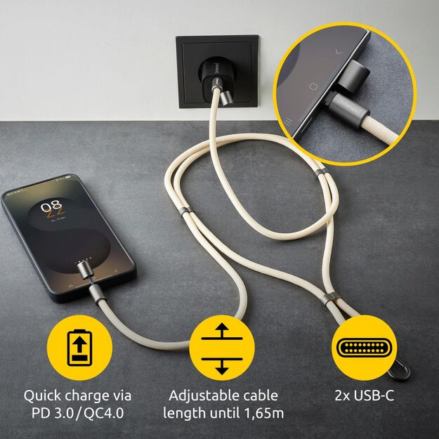 CABLE USB-C TO USB-C 1.65M/LANYARD BEIGE 7991001 INTENSO