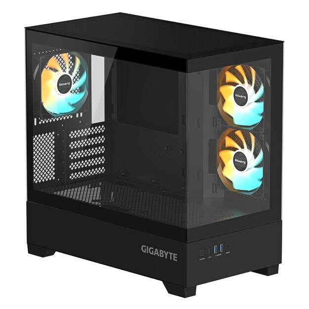Case|GIGABYTE|C201 PANORAMIC|MidiTower|Case product features Rackmountable/Removeable HDD basket/Transparent panel|Not included|MicroATX|MiniITX|Colour Black|GB-C201P