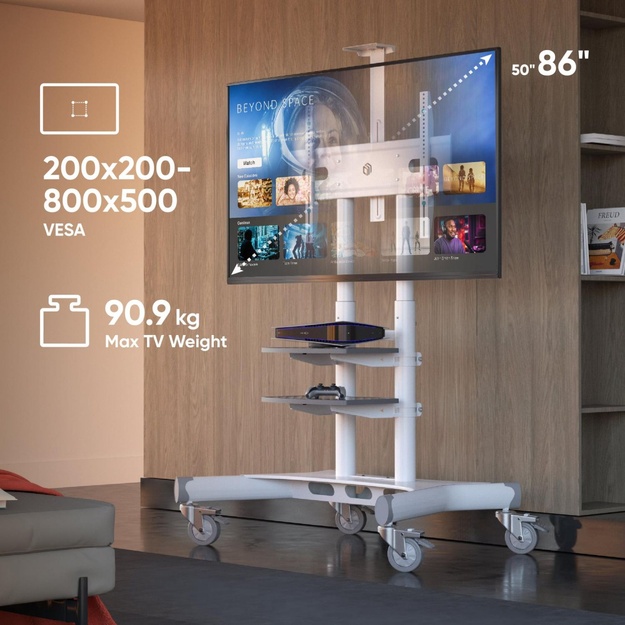 TV SET ACC MOBILE STAND/50-86 /WHITE TS1881-W ONKRON