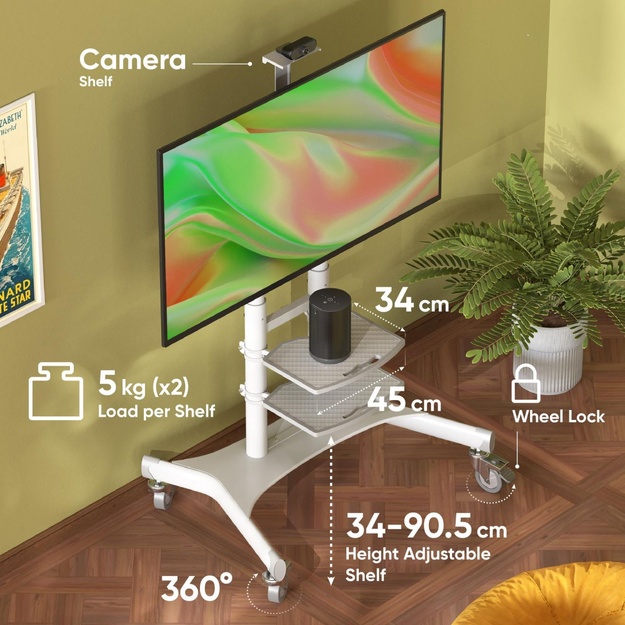 TV SET ACC MOBILE STAND/50-86 /WHITE TS1881-W ONKRON
