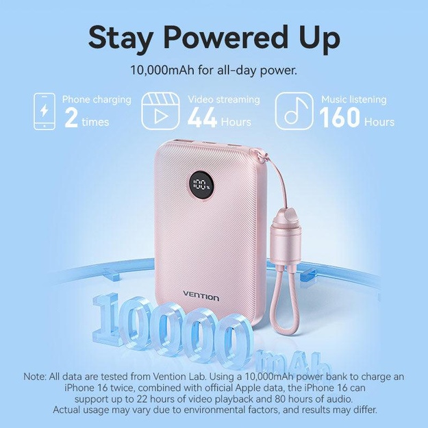 POWER BANK USB 10000MAH 22.5W/BLACK FKAB0-C VENTION