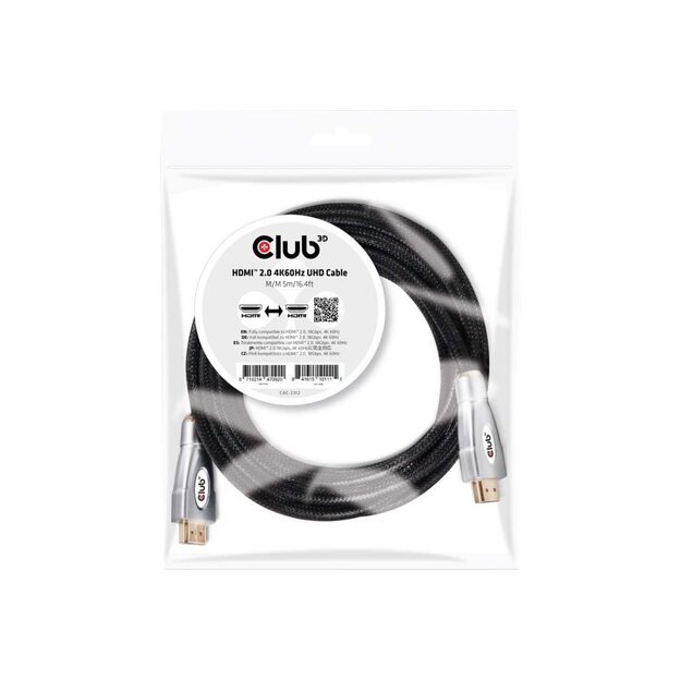 CABLE HDMI TO HDMI 5M/M/M CAC-2312 CLUB3D