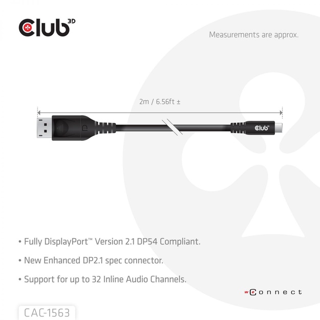 CABLE USB-C TO DP 2M/M/M CAC-1563 CLUB3D