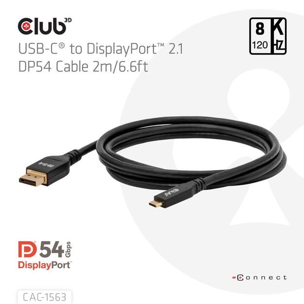CABLE USB-C TO DP 2M/M/M CAC-1563 CLUB3D 1