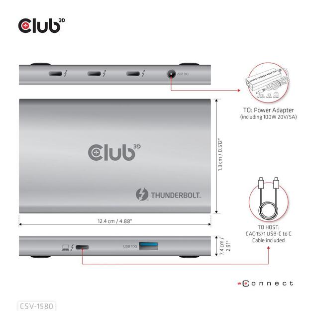 I/O HUB 5IN1 THUNDERBOLT/CSV-1580 CLUB3D 1