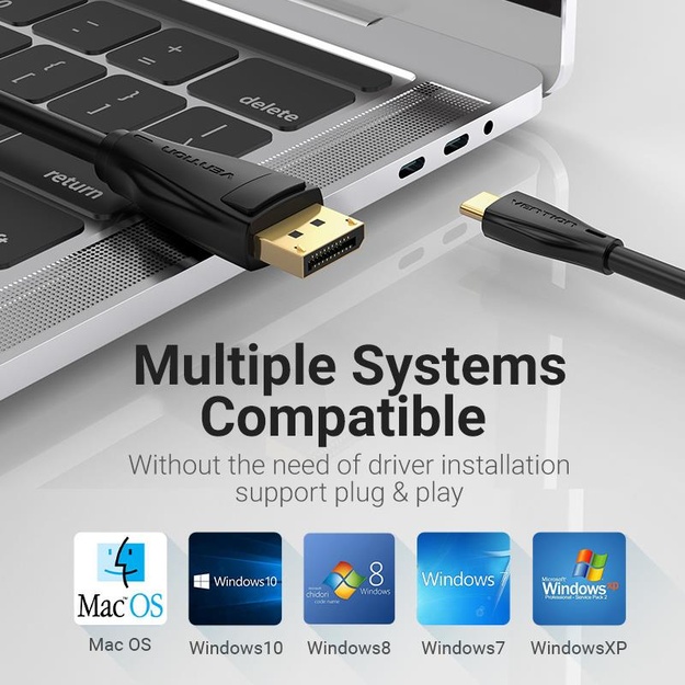 CABLE DP TO USB-C 8K HD/2M BLACK CGYBH VENTION