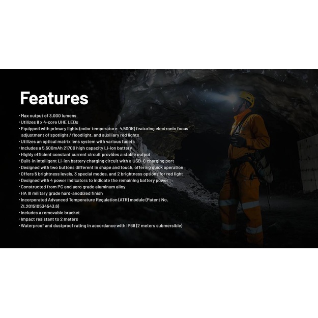 HEADLAMP H SERIES 3000 LUMENS/HC75 UHE NITECORE