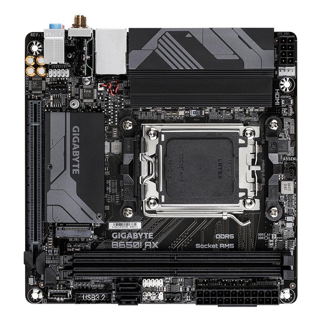 Mainboard|GIGABYTE|AMD B650|Socket AM5|mini ITX|RAM DDR5-SDRAM|2xSlots|Wi-Fi Yes|Bluetooth Yes|1xNumber of M.2 (M) slots|B650IAX1.2