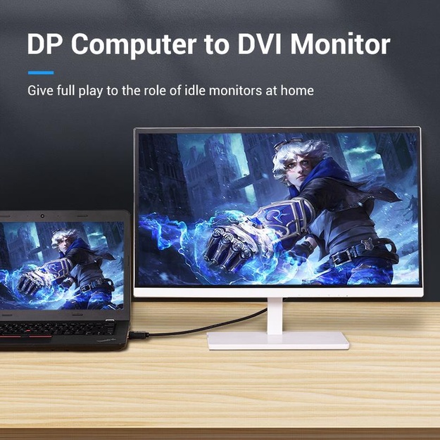 CABLE DP TO DVI 1M/BLACK HAFBF VENTION