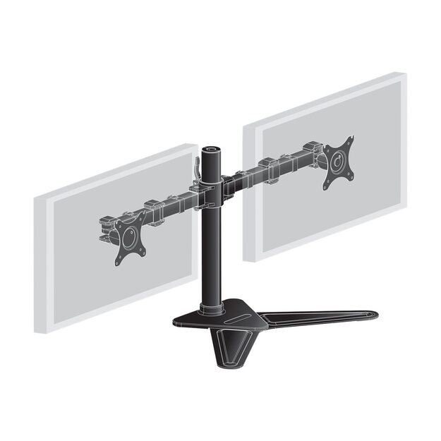 IIYAMA DS1002D-B1 Dual-Monitor table bracket with foot for Displays 10-30Zoll VESA 75x75 mm oder 100x100 mm weight 10kg (P)