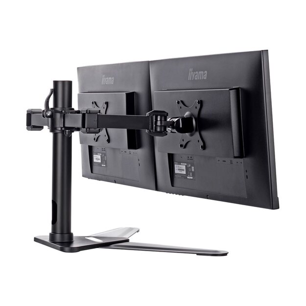 IIYAMA DS1002D-B1 Dual-Monitor table bracket with foot for Displays 10-30Zoll VESA 75x75 mm oder 100x100 mm weight 10kg (P)