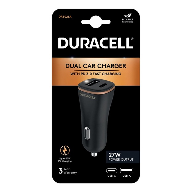 MOBILE CHARGER CAR USB/2P DR6026A DURACELL