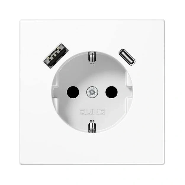 Kištukinis lizdas Jung LS1520-15CAWW vienvietis p/t su USB A ir C lizdais