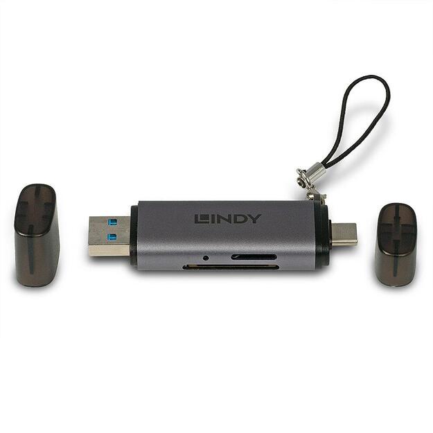 Atminties kortelių skaitytuvas MEMORY READER USB3.2 C & A SD/43335 LINDY