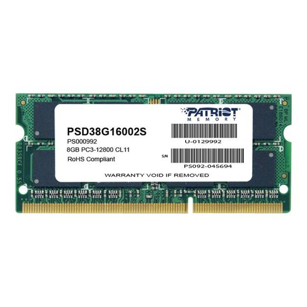 Operatyvioji atmintis (RAM) nešiojamam kompiuteriui PATRIOT DDR3 SL 8GB 1600MHZ SODIMM 1x8GB