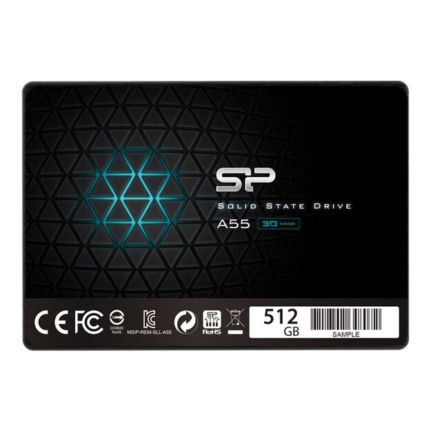 Kietasis diskas (SSD) vidinis SILICONPOW SP512GBSS3A55S25 Silicon Power SSD Ace A55 512GB 2.5, SATA III 6GB/s, 560/530 MB/s, 3D NAND