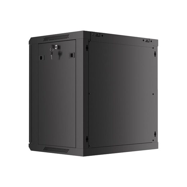 Komutacinė spinta pakabinama LANBERG 12U 600x450 steel doors black flat pack 46