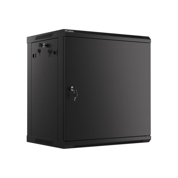 Komutacinė spinta pakabinama LANBERG 12U 600x450 steel doors black flat pack 45