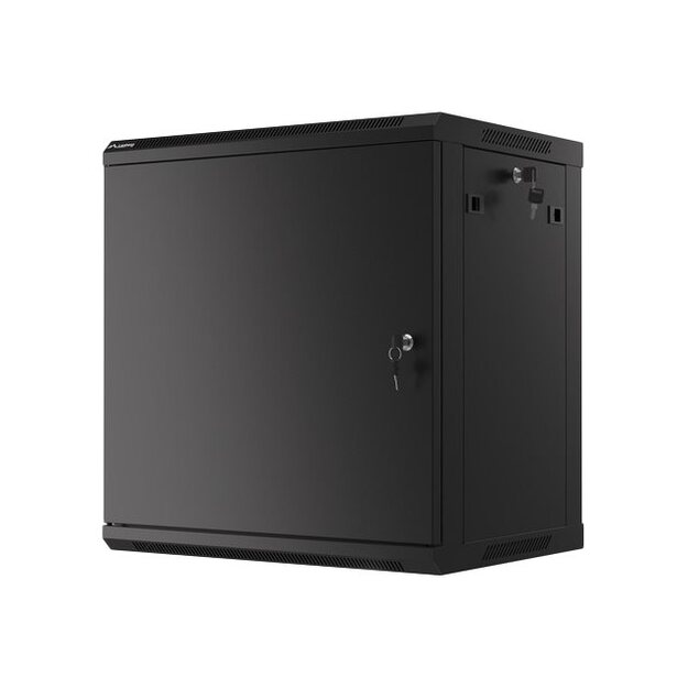Komutacinė spinta pakabinama LANBERG 12U 600x450 steel doors black flat pack 53