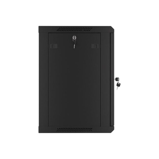 LANBERG Wall mount cabinet 19inch 12U 600x450 steel doors black flat pack