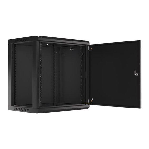Komutacinė spinta pakabinama LANBERG 12U 600x450 steel doors black flat pack