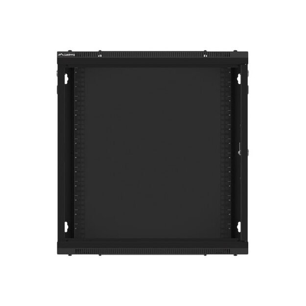 LANBERG Wall mount cabinet 19inch 12U 600x450 steel doors black flat pack