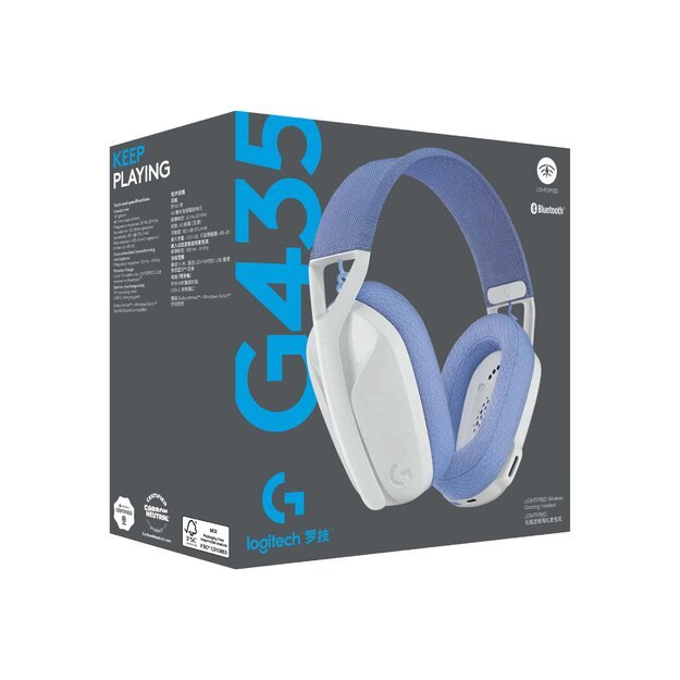 Ausinės LOGITECH G435 LightSpeed Wireless Gaming Headset - WHITE - EMEA 25