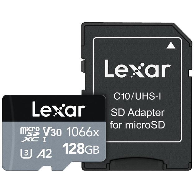 Atminties kortelė su adapteriu MEMORY MICRO SDXC 128GB UHS-I/W/A LMS1066128G-BNANG LEXAR