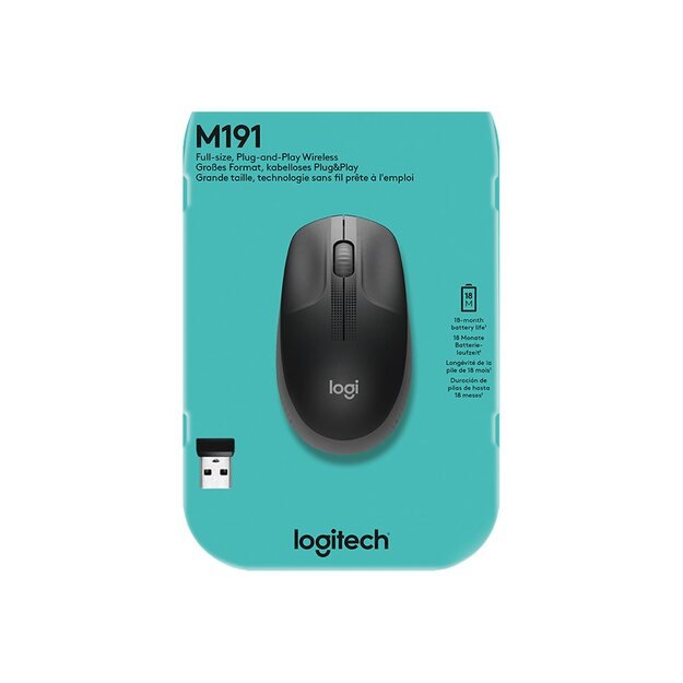Kompiuterinė pelė belaidė LOGITECH M190 Full-size - CHARCOAL - EMEA 28