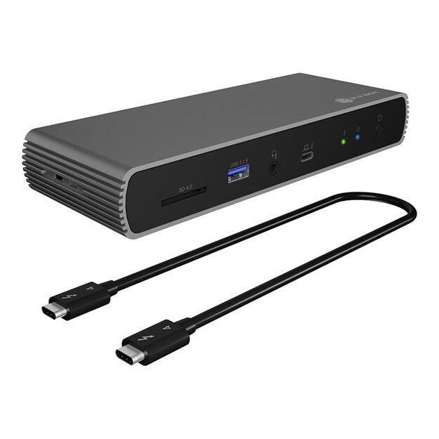 ICYBOX IB-DK8801-TB4 Thunderbolt 4 Type-C DockingStation 2x Thunderbolt 4 and 4x USB3.2 Gen 2 Type-A SD Card 7