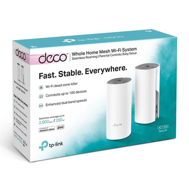 Namų bevielio Mesh tinklo sistema TP-LINK AC1200 Qualcomm CPU 867Mbps at 5GHz+300Mbps at 2.4GHz 2x10/100Mbps Ports 2 internal antennas