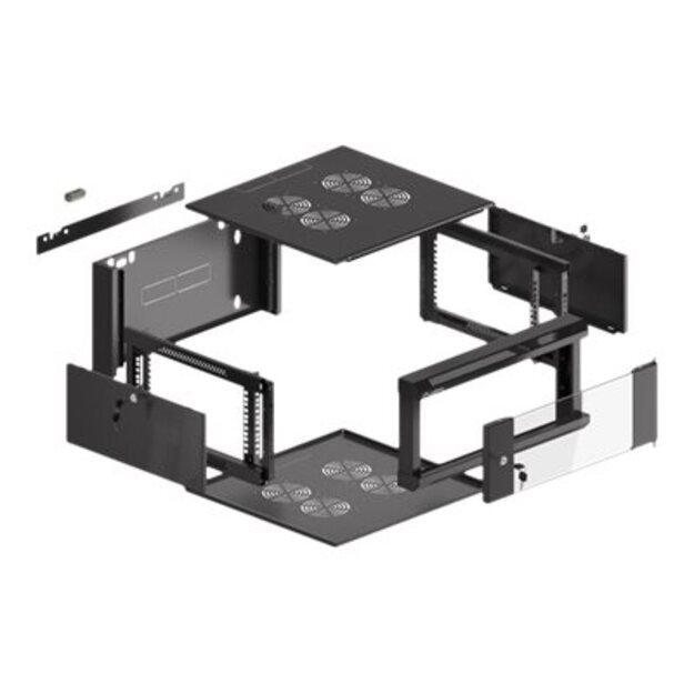 Komutacinė spinta pakabinama LANBERG 19 4U/570x600 demounted fast assembling flat pack black 48