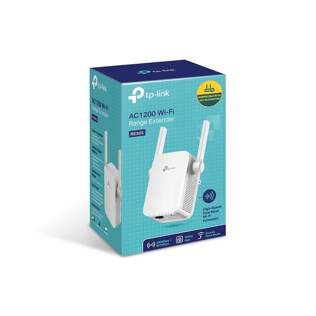 Belaidžio ryšio stiprintuvas TP-LINK AC1200 Dual Band Wi-FI Wall Plugged MediaTek 867Mbps at 5GHz + 300Mbps at 2.4GHz