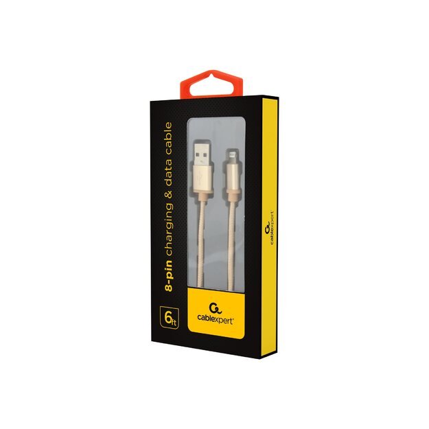 GEMBIRD CCB-mUSB2B-AMLM-6-G Gembird USB to 8-pin cable, cotton braided, metal connectors, 1.8m, gold 7
