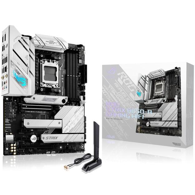 Pagrindinė plokštė|ASUS|AMD B650|SAM5|ATX|Memory DDR5|Memory slots 4|2xPCI-Express 4.0 1x|1xPCI-Express 4.0 16x|3xM.2|1xHDMI|1xDisplayPort|4xUSB 2.0|3xUSB 3.2|2xUSB-C|1xRJ45|5xAudio port|ROGSTRIXB650-AGAMWIFI