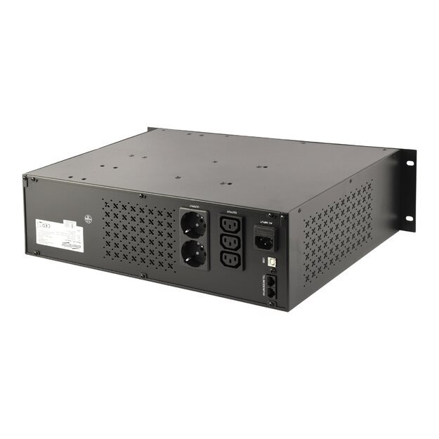 Nepertraukiamo maitinimo šaltinis UPS GEMBIRD UPS-RACK-1500 UPS Gembird Rack 19 3.4U 1500VA, 4xIEC 230V OUT, IEC14 IN,RJ11, USB, LCD