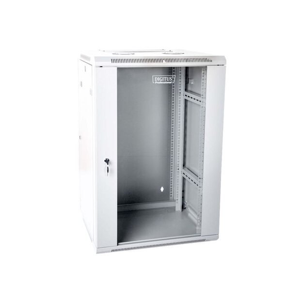 DIGITUS DN-WD19 18U/600 DIGITUS Wall Mount double section Cabinet 19 18U 901/600/600 glass grey mounted