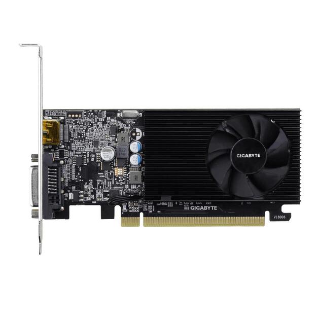 Vaizdo plokštė GIGABYTE|NVIDIA GeForce GT 1030|2 GB|64 bit|PCIE 3.0 16x|GDDR4|Memory 2100 MHz|GPU 1177 MHz|Single Slot Fansink|1xDVI|1xHDMI|GV-N1030D4-2GL