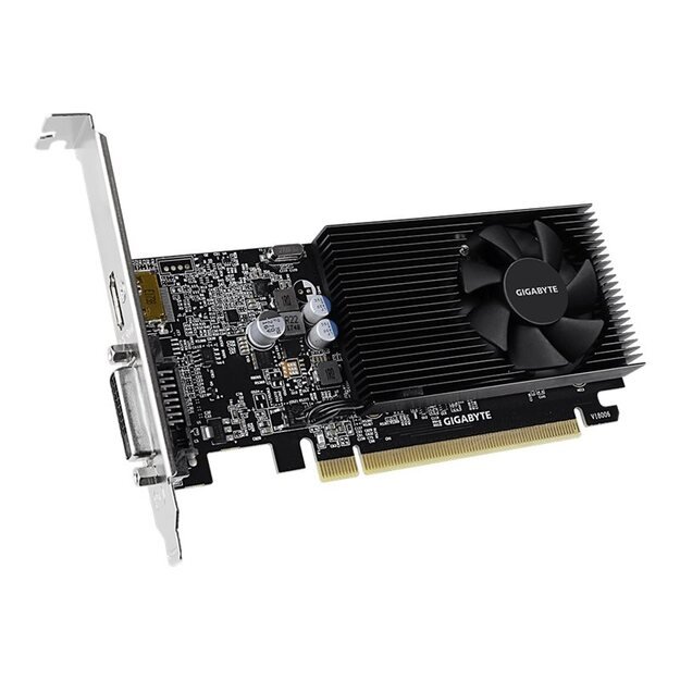 Graphics Card|GIGABYTE|NVIDIA GeForce GT 1030|2 GB|64 bit|PCIE 3.0 16x|GDDR4|Memory 2100 MHz|GPU 1177 MHz|Single Slot Fansink|1xDVI|1xHDMI|GV-N1030D4-2GL