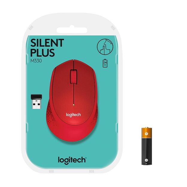 Kompiuterinė pelė belaidė OPTICAL WRL M330/SILENT RED 910-004911 LOGITECH