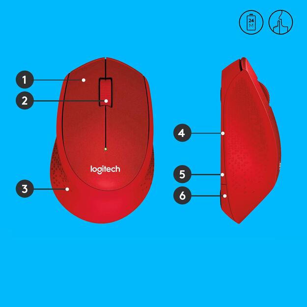 Kompiuterinė pelė belaidė OPTICAL WRL M330/SILENT RED 910-004911 LOGITECH