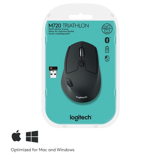 Kompiuterinė pelė belaidė MOUSE BLUETH OPTICAL M720/TRIATHLON 910-004791 LOGITECH