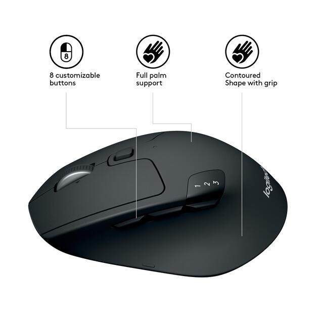 Kompiuterinė pelė belaidė MOUSE BLUETH OPTICAL M720/TRIATHLON 910-004791 LOGITECH
