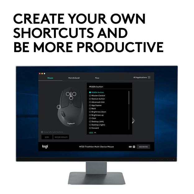 Kompiuterinė pelė belaidė MOUSE BLUETH OPTICAL M720/TRIATHLON 910-004791 LOGITECH 29