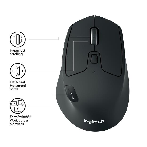 Kompiuterinė pelė belaidė MOUSE BLUETH OPTICAL M720/TRIATHLON 910-004791 LOGITECH
