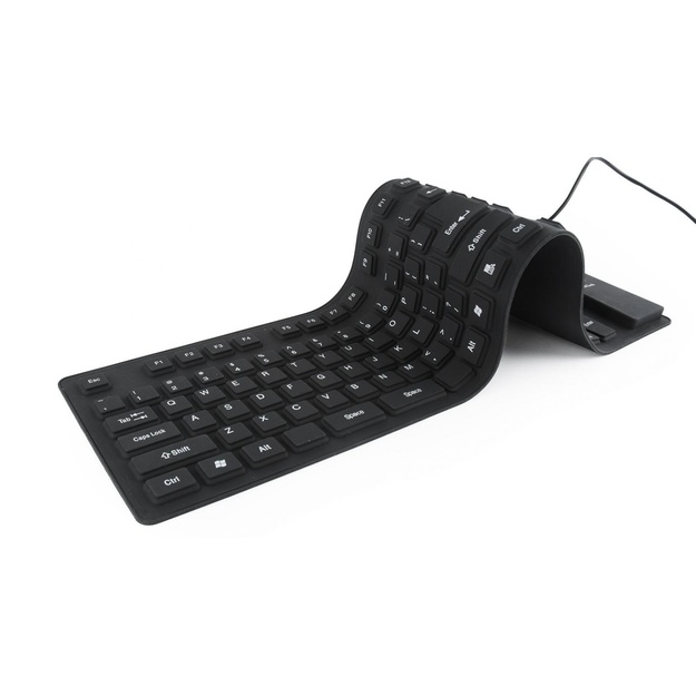 Klaviatūra laidinė FLEXIBLE USB ENG/BLACK KB-109F-B GEMBIRD